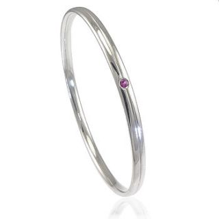 sterling silver bangle with gemstone accent by lilia nash jewellery