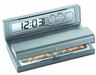 Natico Travel Pal Alarm Clock and Pill Box (10 405)  Office Desk Organizers 