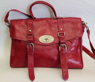 red leather satchel handbag by madison belts
