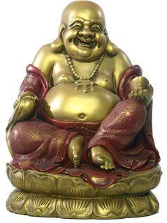 Extra Large 14.5"H Seated Happy Buddha Statue Sculpture  