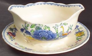 Masons Regency/Plantation Colonial  Gravy Boat with Attached Underplate, Fine C