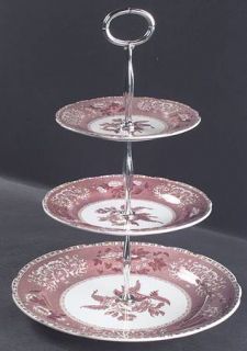 Spode Camilla Red (Earthen,Old,Red Stamp) 3 Tiered Serving Tray (DP, SP, BB), Fi