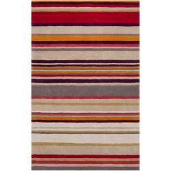 Harlequin Hand tufted Gray Opaque Striped Abstract Wool Rug (5 X 8)