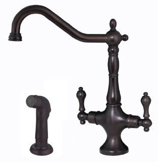Kitchen Sink Faucet, Oil Rubbed Bronze Finish, Two hole Installation   By Plumb USA 35297   Touch On Kitchen Sink Faucets  