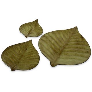 Set Of 3 Regent Glass Banana Leaf Plates