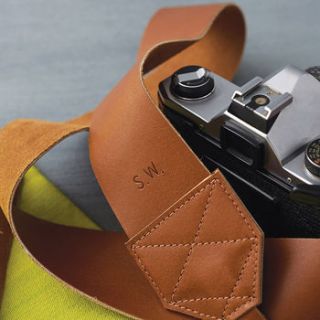 personalised leather camera strap by magpie accessories