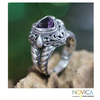 Handcrafted Sterling Silver 'Sorceress' Amethyst Ring (Indonesia) Novica Rings