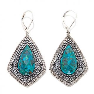 Sally C Treasures Turquoise and White Topaz Sterling Silver Dangle Earrings