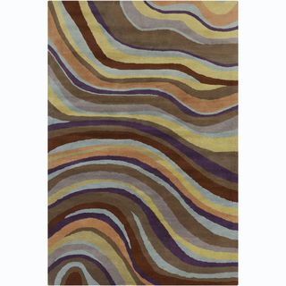 Allie Handmade Abstract Transitional Wool Rug (5 X 76)