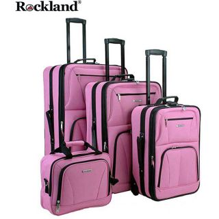 Rockland Deluxe Pink 4 piece Luggage Set