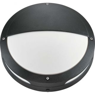 Hudson 2 Light Round Hooded Matte Black With White Lexan Wall/ceiling Fixture