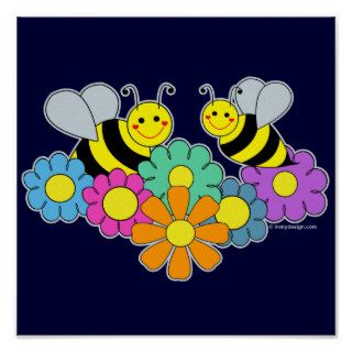Bees & Flowers Poster