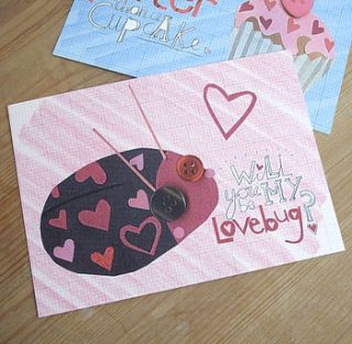 set of three love themed postcards by madi illustration