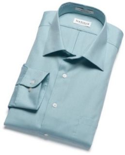 Van Heusen Men's Wrinkle Free Pique Texture Long Sleeve, Aqua, 14 14.5 32/33 at  Mens Clothing store