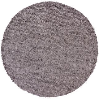 Handwoven Dark Gray Mandara New Zealand Wool Shag Rug (79 Round)