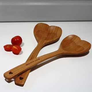 set of two wooden heart spoons by heart & parcel