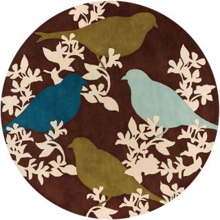 Thomaspaul Birds And Floral Design Hand tufted New Zealand Wool Rug (79 Round)