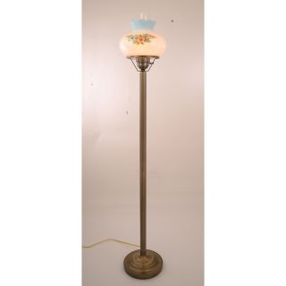 Floral Hurricane 13 watt Antique Brass finish Floor Lamp