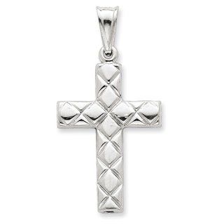 Sterling Silver Rhodium Plated Hollow Cross Pendant Necklaces Jewelry