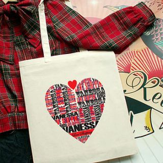 personalised love shopping tote bag by dinkytinks