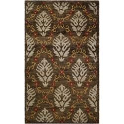 Hand woven Brown Canon Classic Floral Hemp Rug (33 X 53)