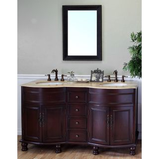 Bellaterra Home Double Sink Travertine Top Wood Vanity Brown Size Double Vanities