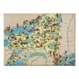 New York Funny Vintage Map Print
