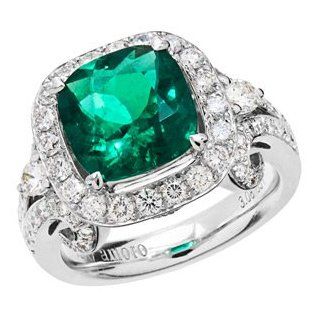Colombian Emerald and Diamond Ring in 18kt white gold Amoro Jewelry