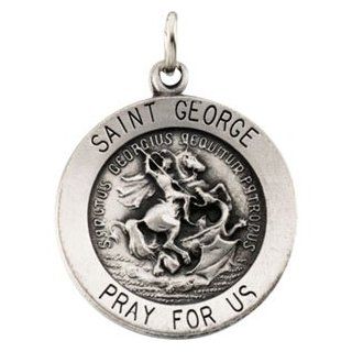 Sterling Silver Round St. George Pendant Medal DivaDiamonds Jewelry