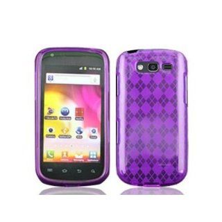 Samsung Galaxy S Blaze 4G (T Mobile)   Purple Argyle Design TPU Flexible Hard Shield Cover Case + Free Zombeez Key Tag Cell Phones & Accessories
