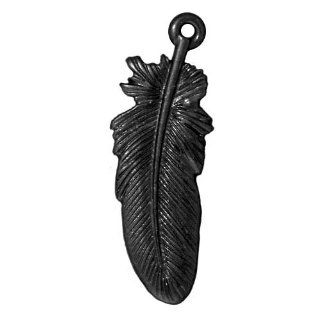 Black Finish Pewter Large Feather Charm 29.5mm (1)