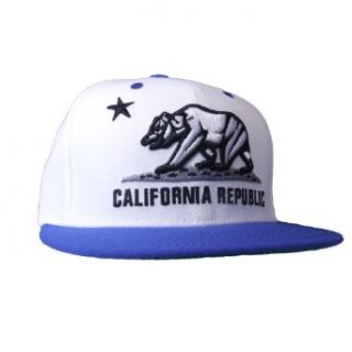 WHANG California Bear Logo Flag Republic Flat Bill Snapback One Size White / Royal Clothing