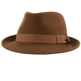 Men's Winter Wool Custom Fit Fedora Trilby Derby Ribbon Band Hat Brown L 58cm at  Mens Clothing store