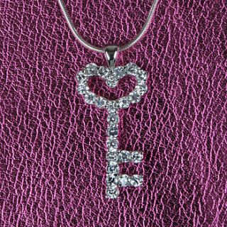 silver key charm necklace by tales from the earth