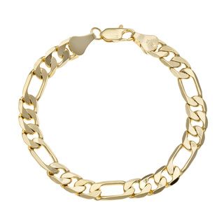 Simon Frank 14k Yellow Gold Overlay 8 inch Figaro Chain Bracelet Simon Frank Men's Bracelets