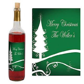 Trendy Christmas Tree Personalized Wine Bottle Labels   Qty 12 Health & Personal Care