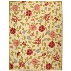 Hand hooked Garden Ivory Floral Wool Rug (53 X 83)
