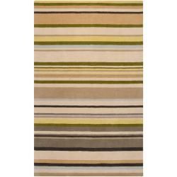 Harlequin Hand tufted Beige Opaque Striped Wool Rug (8 X 10)
