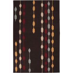 Hand tufted Contemporary Dark Brown Chile Abstract Wool Abstract Rug (33 X 53)