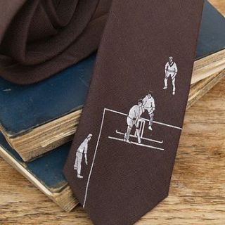 personalised cricket print wool tie by stabo