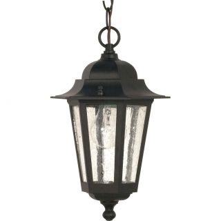 Cornerstone 1 Light Textured Black With Clear Seed Hanging Lantern