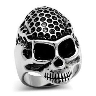 Size 13 Squared Eyes Skull Stainless Steel Men's Dome Style Ring AM Jewelry