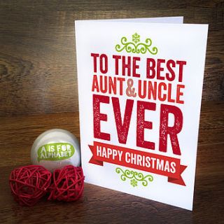 aunt and uncle christmas card by a is for alphabet