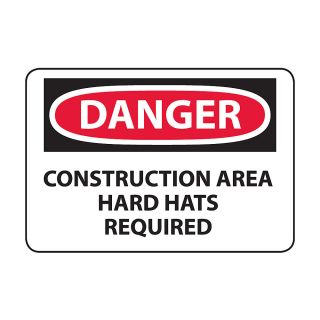 Osha Compliance Danger Sign   Danger (Construction Area Hard Hats Required)   Self Stick Vinyl