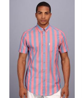 Ben Sherman Summer Candy Stripe S/S Shirt Mens Short Sleeve Button Up (Red)