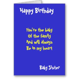 Baby sister Birthday Card