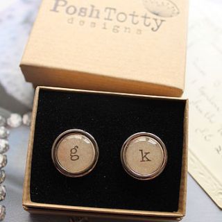 personalised vintage typewriter cufflinks by posh totty designs boutique