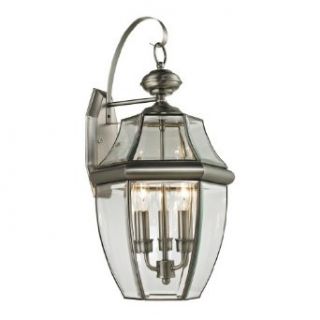 Cornerstone 8603EW/80 Ashford   Three Light Large Outdoor Coach Wall Lantern, Antique Nickel Finish with Clear Beveled Glass   Wall Sconces  