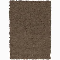 Handwoven Brown Mandara New Zealand Wool Shag Rug (26 X 76)