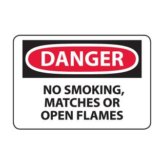 Osha Compliance Danger Sign   Danger (No Smoking, Matches Or Open Flames)   High Impact Plastic